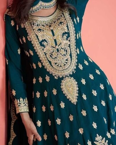 Miss Ethnik Women’s Pink Vichitra Silk Stitched Top With Stitched Vichitra Silk Bottom and Vichitra silk Dupatta Full Sleeve Embroidered Straight Kurta