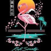 Society Flamingo Blossom Mens Hoodie – Black