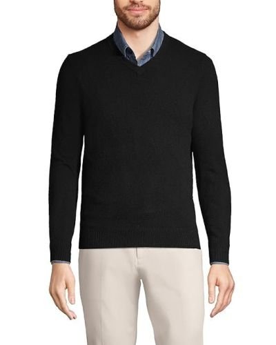 Lands’ End Men’s Fine Gauge Cashmere V-neck Sweater
