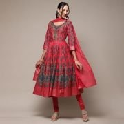 BIBA Women Cotton Anarkali Kurta Churidar Suit Set