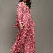 Ritu Kumar Pink Block Print Long Dress