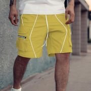 Men’s Shorts Fashion Men’s Pure Color Casual Straight Tooling Wind Cropped Trousers