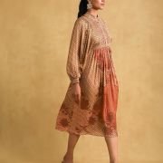 Titu Kumar Rust Micro Print Embroidered Dress