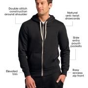 Classic Men’s Fleece French Terry Zip Hoodie, Zip-up French Terry Fleece Hooded Sweatshirt Jacket for Men