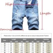 Men’s Moto Biker Jeans Shorts Ripped Distressed Denim Shorts with Broken Hole