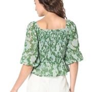 VERO MODA Floral Printed Puff Sleeve Cinched Waist Crop Top