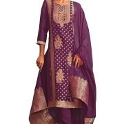 Janasya Women’s Organza Jacquard Straight Kurta Set