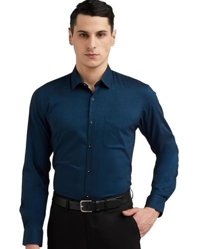 Peter England Men’s Everyday Solid Slim Fit Full Sleeve Formal Shirt | Cotton-Rich