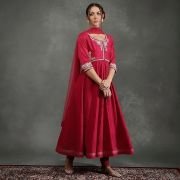 BIBA Women Bal Silk Chanderi Floral Anarkali Suit Set