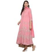 BIBA Women Cotton Blend Anarkali Embroidered Kurta Suit Set