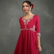 BIBA Women Bal Silk Chanderi Floral Anarkali Suit Set