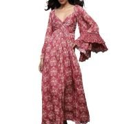 Ritu Kumar Pink Block Print Long Dress
