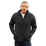 Men’s Irish Wool Sweater, Full Zip, Front Pockets, Lined Interior, Gray