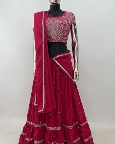 Miss Ethnik Elegant Pink Embroidered Lehenga Choli Set