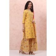 Rangriti Women Polyester Printed Yellow Suit Set