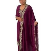 Women Embroidered Salwar Suit Set | Salwar Suit Fully Hand Work Embroidered | Punjabi Suit with Dupatta Set, Crepe with Polester Blend Fabric | Ethnic Wear & Stylish Suits | Maroon Color
