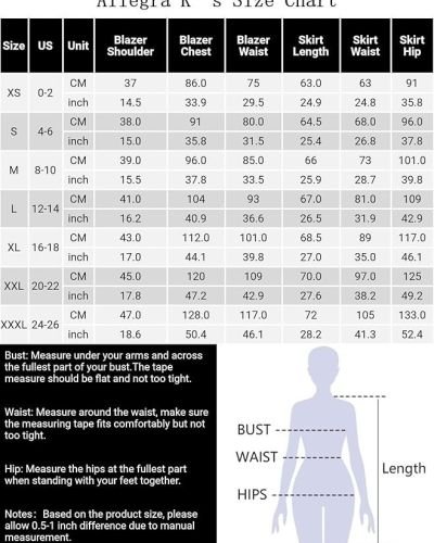 K Women’s 2 Piece Suit Skirt Set Business Casual Long Sleeve Blazer and Pencil Skirt