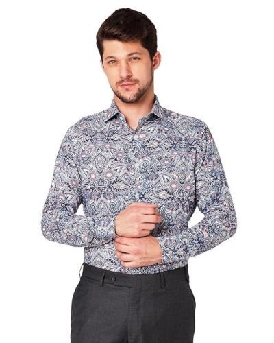 Men’s Printed Cotton Shirt | Full Sleeve | Tailored Fit Summer Casual Formal Wear | Soft Breathable Fabric