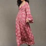 Ritu Kumar Pink Block Print Long Dress