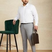 Men’s Solid Cotton Formal Shirt | Plain | Full Sleeve – Regular Fit