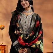 Libas Black Silk Blend Yoke Design Kurta Sets for Women