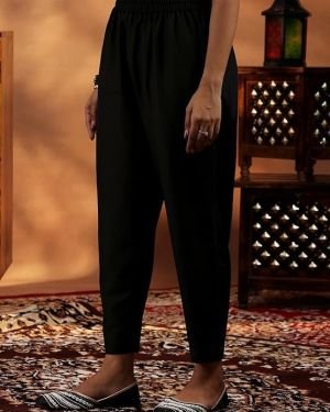 Libas Black Silk Blend Yoke Design Kurta Sets for Women
