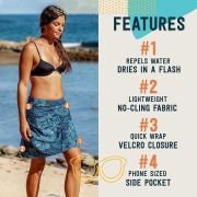 Hawaii Length 2 – Wrap Skirt for Women – Quick Dry Swim Cover-Up for Beach, Travel with Pocket, Maui Moonlight