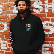 Society Flamingo Blossom Mens Hoodie – Black