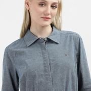 Tommy Hilfiger Women’s Cotton Blend Shirt Below The Knee Casual Dress