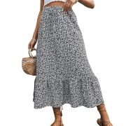 Rocks Women’s Casual High Waist Floral Print Skirt Split Thigh A Line Maxi Skirts