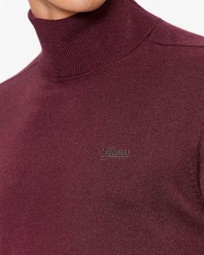 GUESS Maroon Polyamide Blend Solid Pullover Sweater
