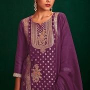 Janasya Women’s Organza Jacquard Straight Kurta Set