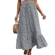 Rocks Women’s Casual High Waist Floral Print Skirt Split Thigh A Line Maxi Skirts
