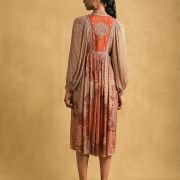 Titu Kumar Rust Micro Print Embroidered Dress