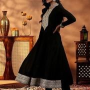 Libas Black Silk Blend Yoke Design Kurta Sets for Women