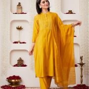 Women’s Embroidered Kurta Pant Set with Dupatta
