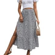 Rocks Women’s Casual High Waist Floral Print Skirt Split Thigh A Line Maxi Skirts