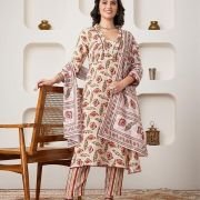 Myx Women’s Printed Anarkali Kurta Pant Set with Dupatta