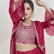 Miss Ethnik Elegant Pink Embroidered Lehenga Choli Set