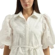 UNITED COLORS OF BENETTON Spread Collar Schiffli Embroidered Shirt Dress