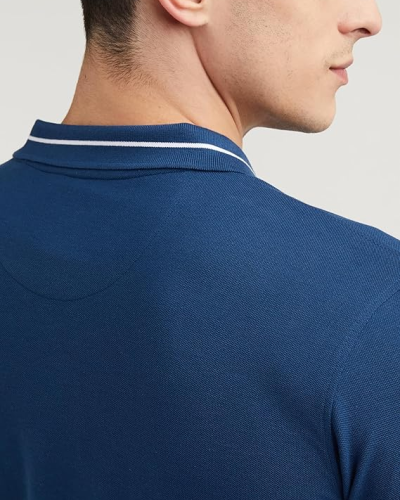 Peter England Men’s Regular Fit Insignia Half Sleeve Polo T-Shirt | Cotton Rich | Premium Pique Weave